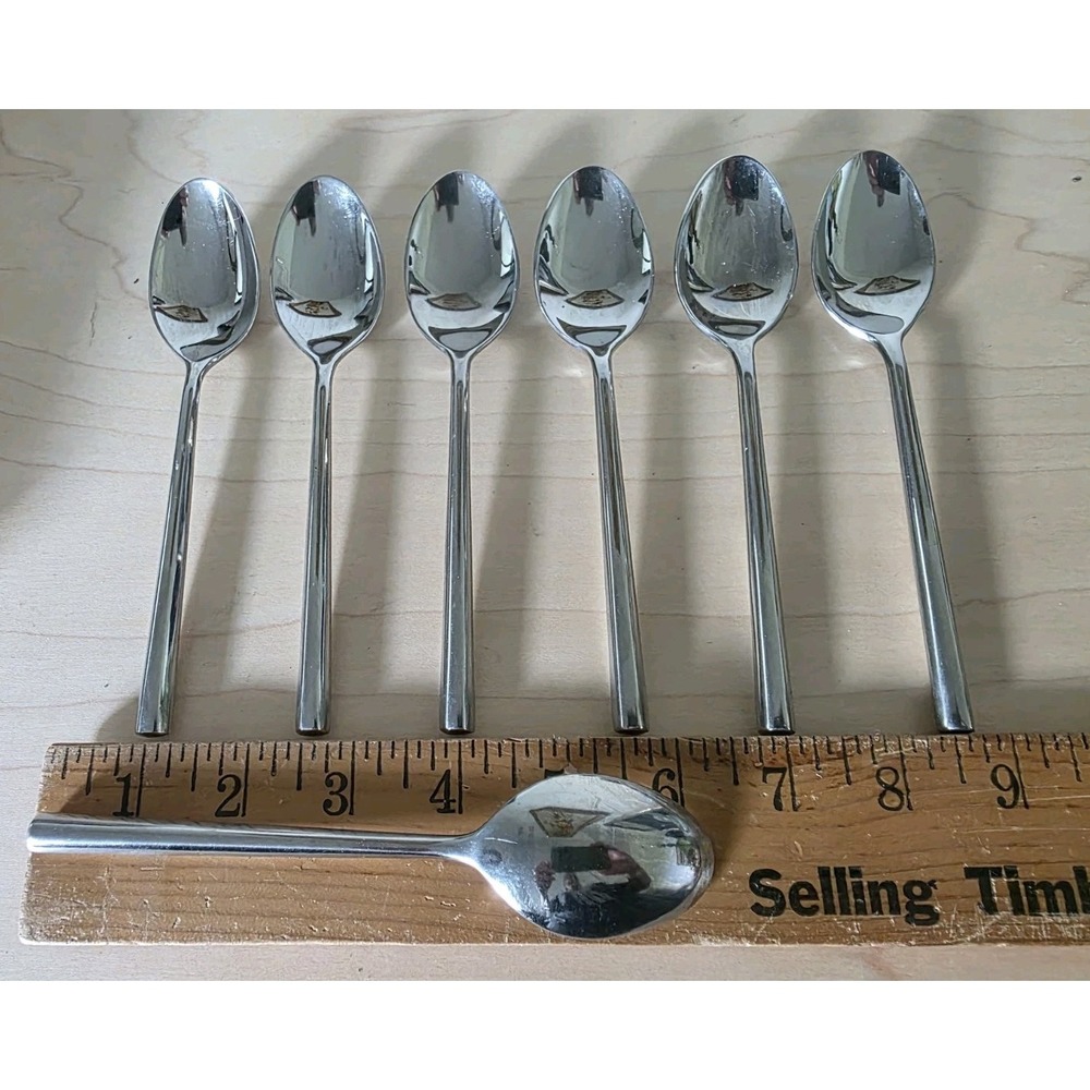 LOT OF 7 Retroneu CYLINDER Place Teaspoons 6.25" Stainless 18/8 Korea MCM